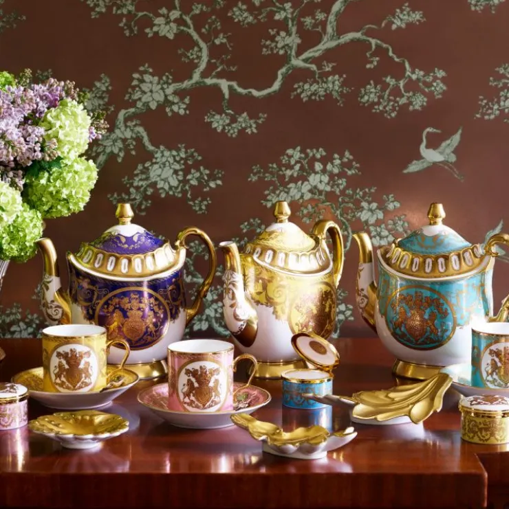 Special Edition Lustre Pink And Green Coffee Cup And Saucer*Royal Collection Shop Outlet