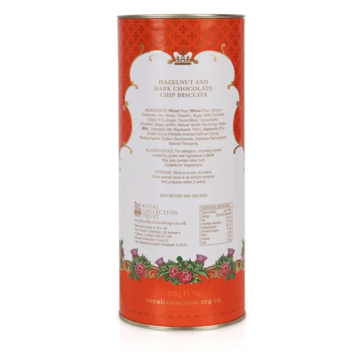 Windsor Castle Hazelnut And Chocolate Chip Biscuit Tube*Royal Collection Shop New